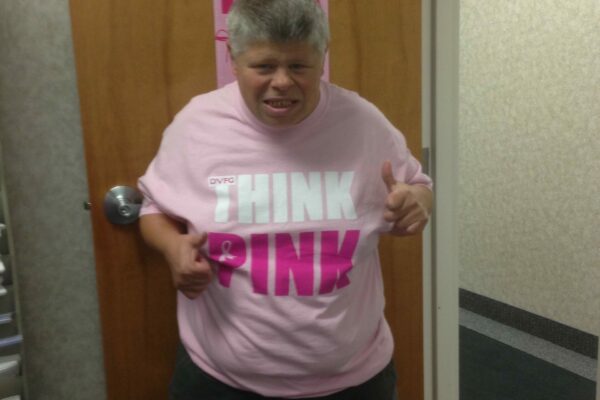 Our Buddy, Kevin, looks great in pink!
