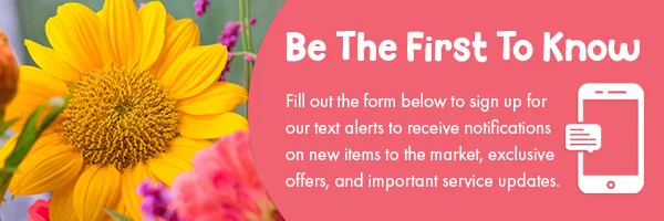 SMS Text Message Notification Sign Up Form Banner with Yellow Flower